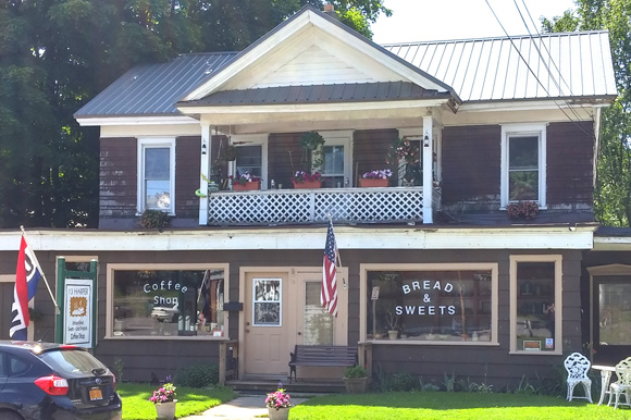 The new coffee shop has taken over a former liquor store space on Harper Street, the main drag through Stamford. Photo by Catskill Eats