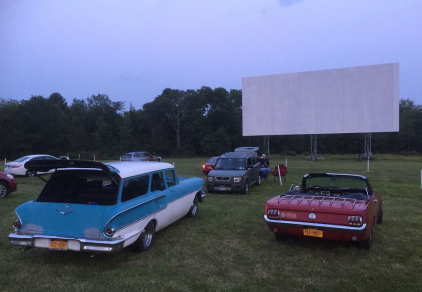 The drive-in hosted classic car owners for a showing of American Grafitti last month. Photo courtesy of Greenville Drive-I