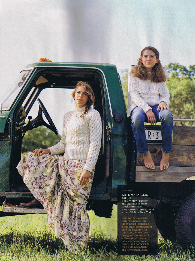 Kate Marsiglio and daughter Lucia, of Stony Creek Farmstead, as featured in the October issue of Real Simple.