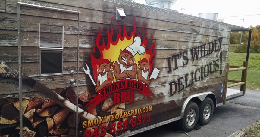 The Smokin Boars BBQ truck was born in April; the cafe is slated to open next month. Photo by Catskill Eats